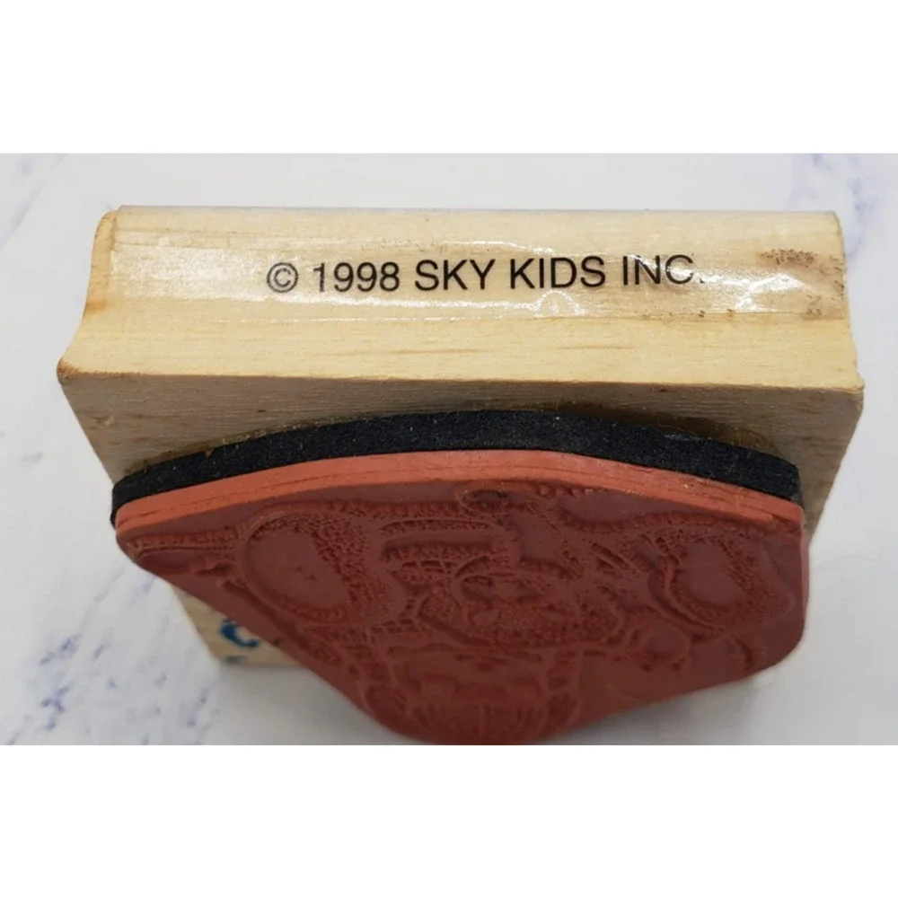 Girl With Puppy Sky Kids 1988 Wood Mounted Rubber Stamp